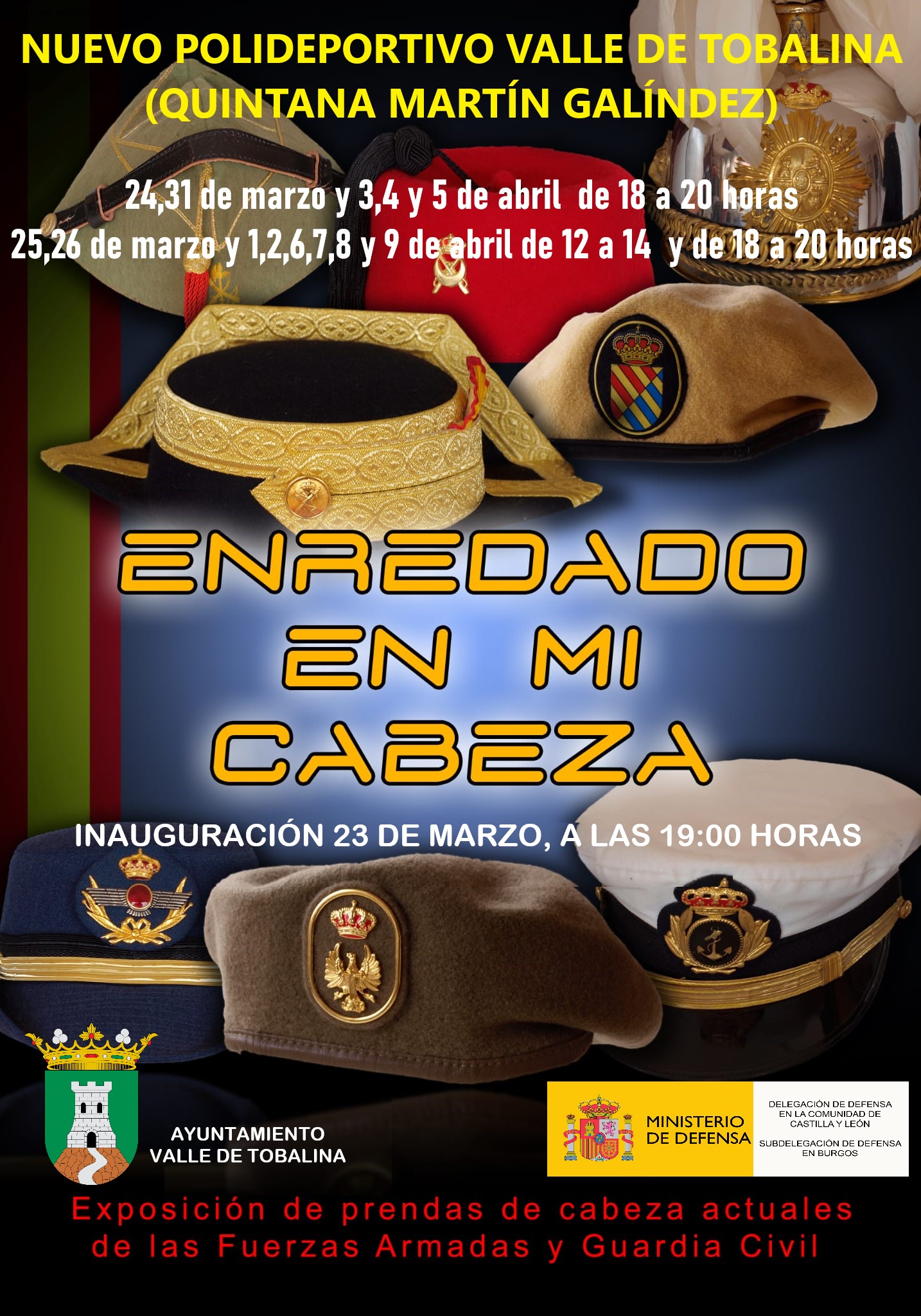 Exposición de prendas de cabeza actuales de las Fuerzas Armadas y Guardia Civil