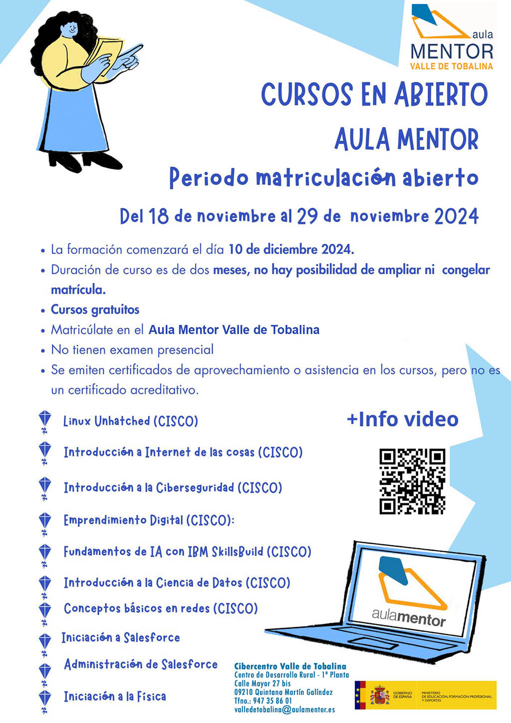 Cursos Aula Mentor Valle de Tobalina en abierto (gratuitos)